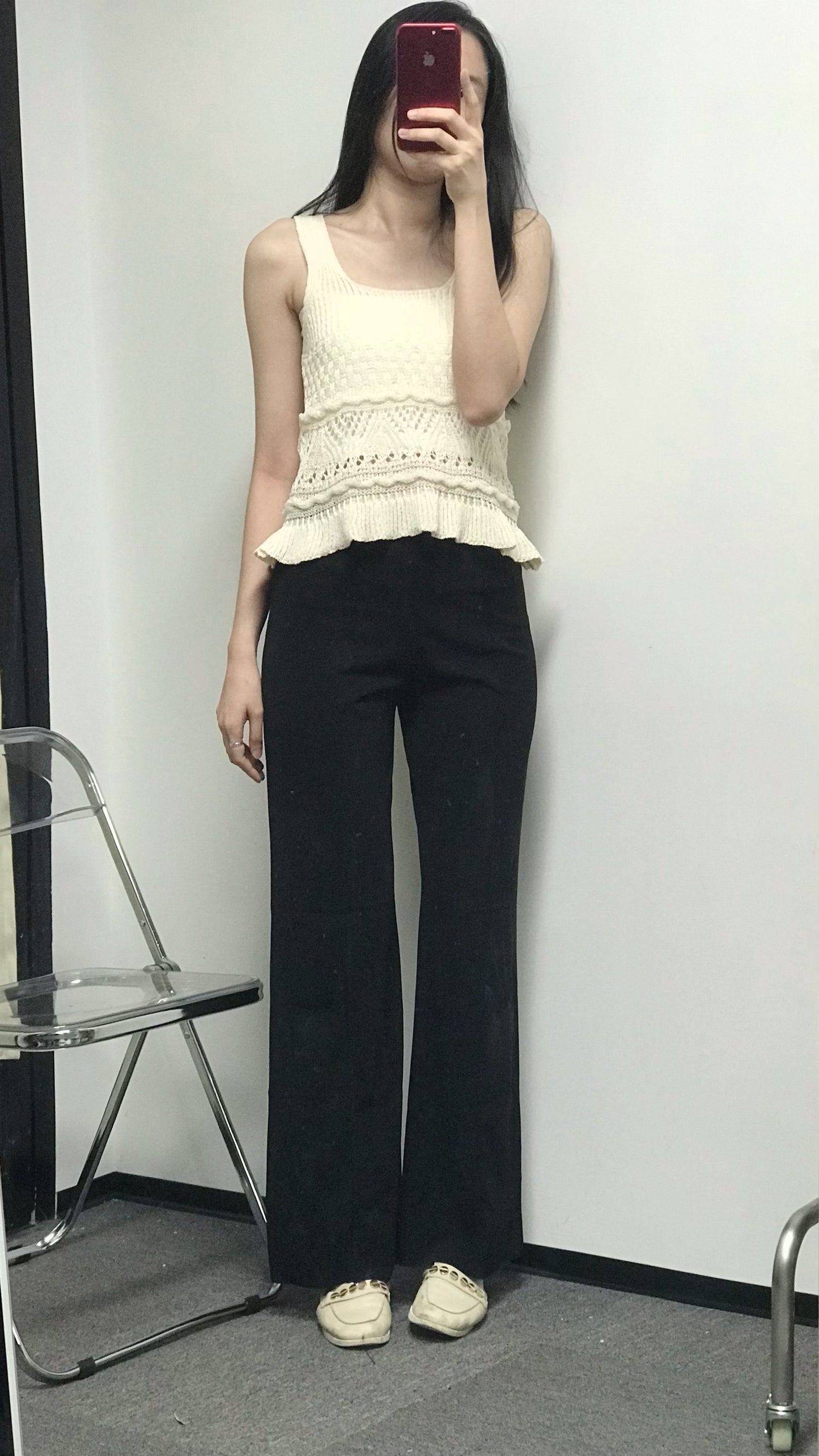 韓製方領粗帶勾花背心<KR> - IKIMSTORE
