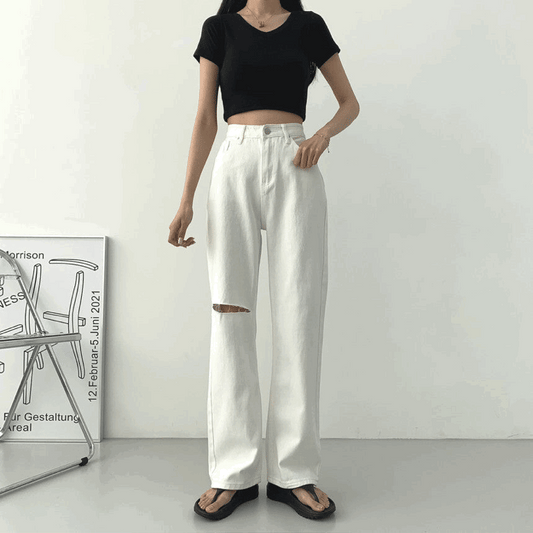 【夏季薄款】膝蓋割破牛仔褲(S-2XL)