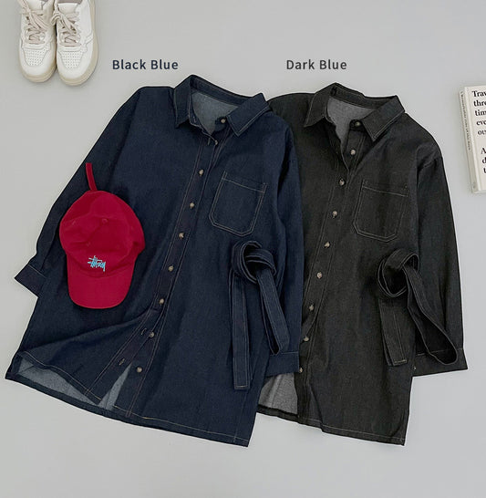 明線牛仔恤衫連衣裙