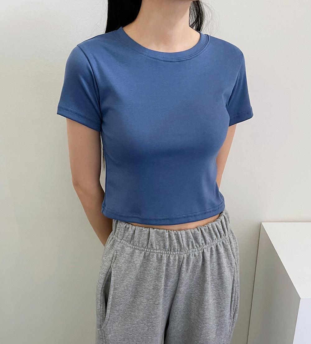 韓製日常棉質crop tee<KR> - IKIMSTORE