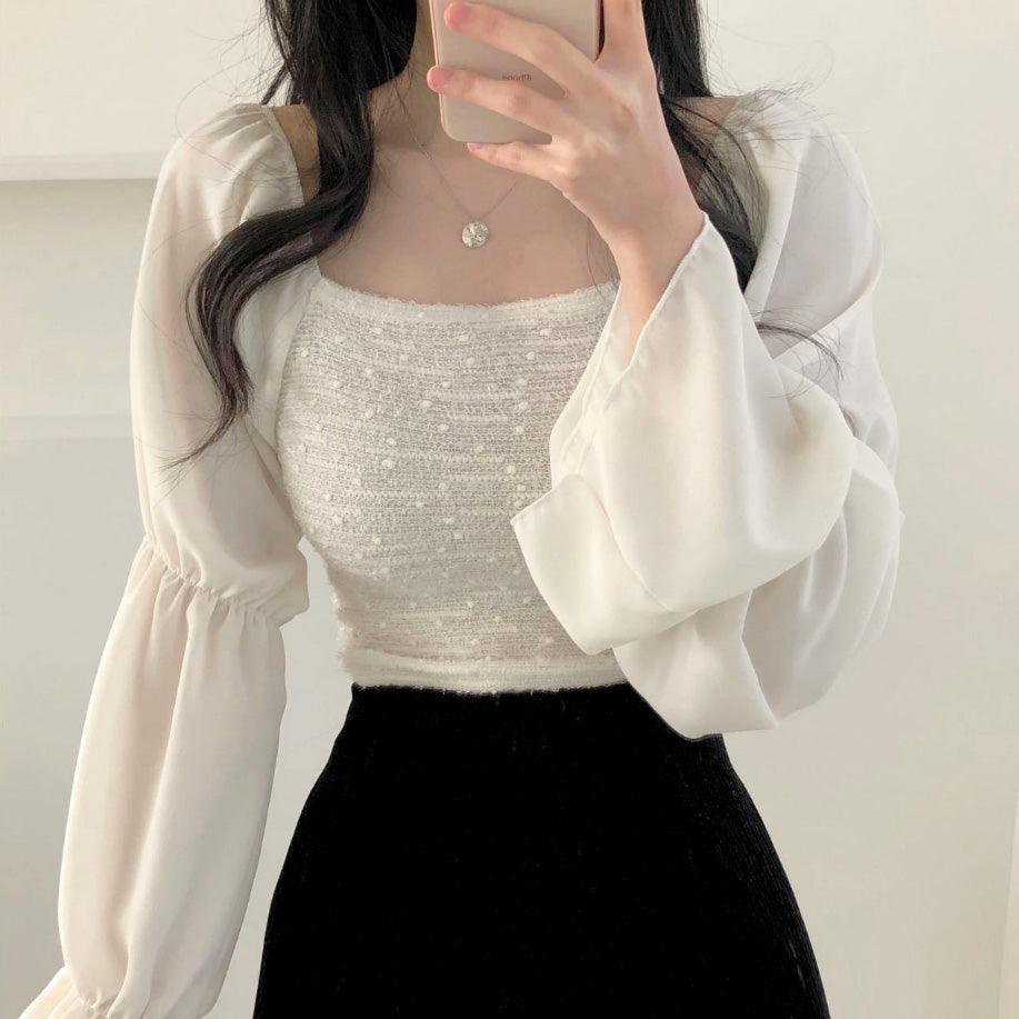 【🍷約會Look/可露肩!】Jasmine Puff Blouse<KR> - IKIMSTORE