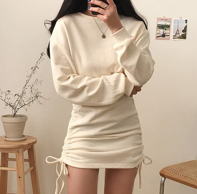 【Last現貨】衛衣收腰連身裙 <KR> - IKIMSTORE