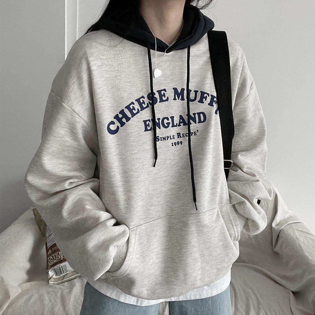 韓製Cheese Muffin拼色連帽衛衣<KR> - IKIMSTORE