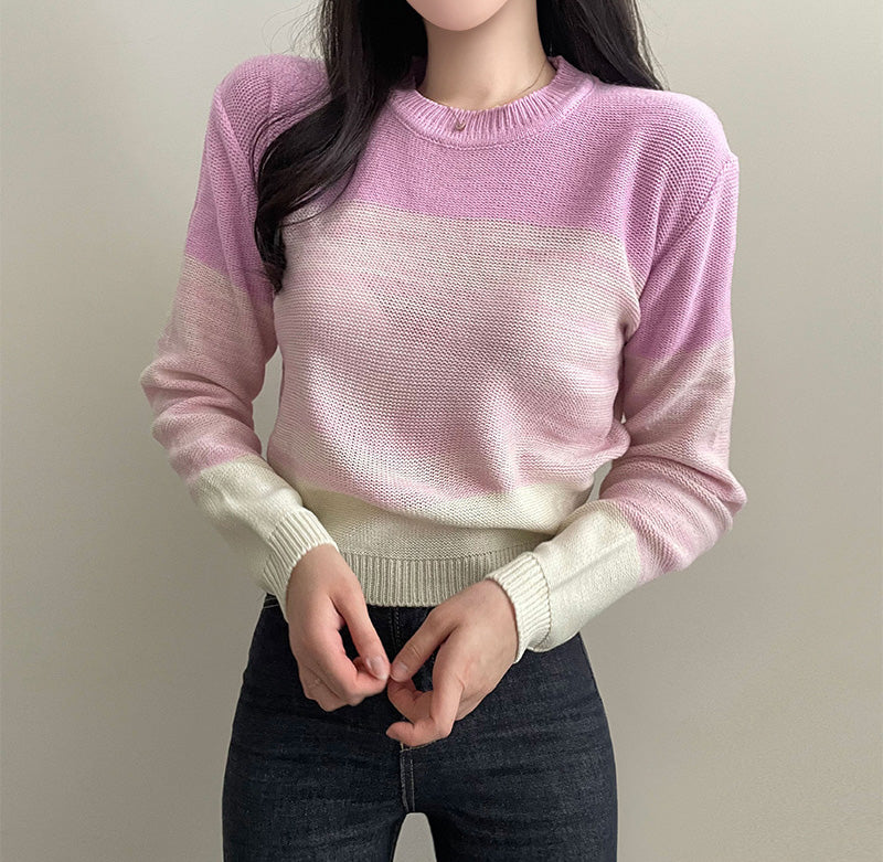 【特價/現貨藍】✨水波條紋混色針織衫