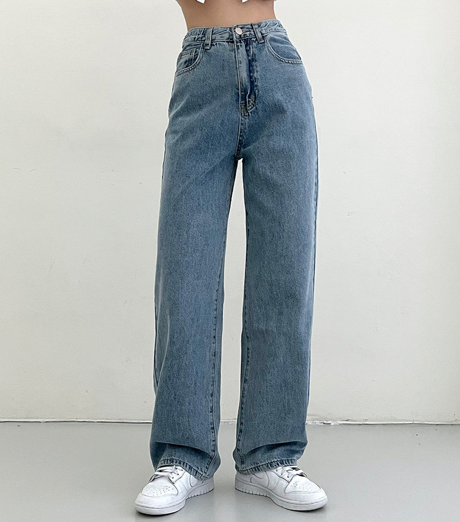 【3種長度/內橡筋】水洗闊腿牛仔褲(S-2XL)