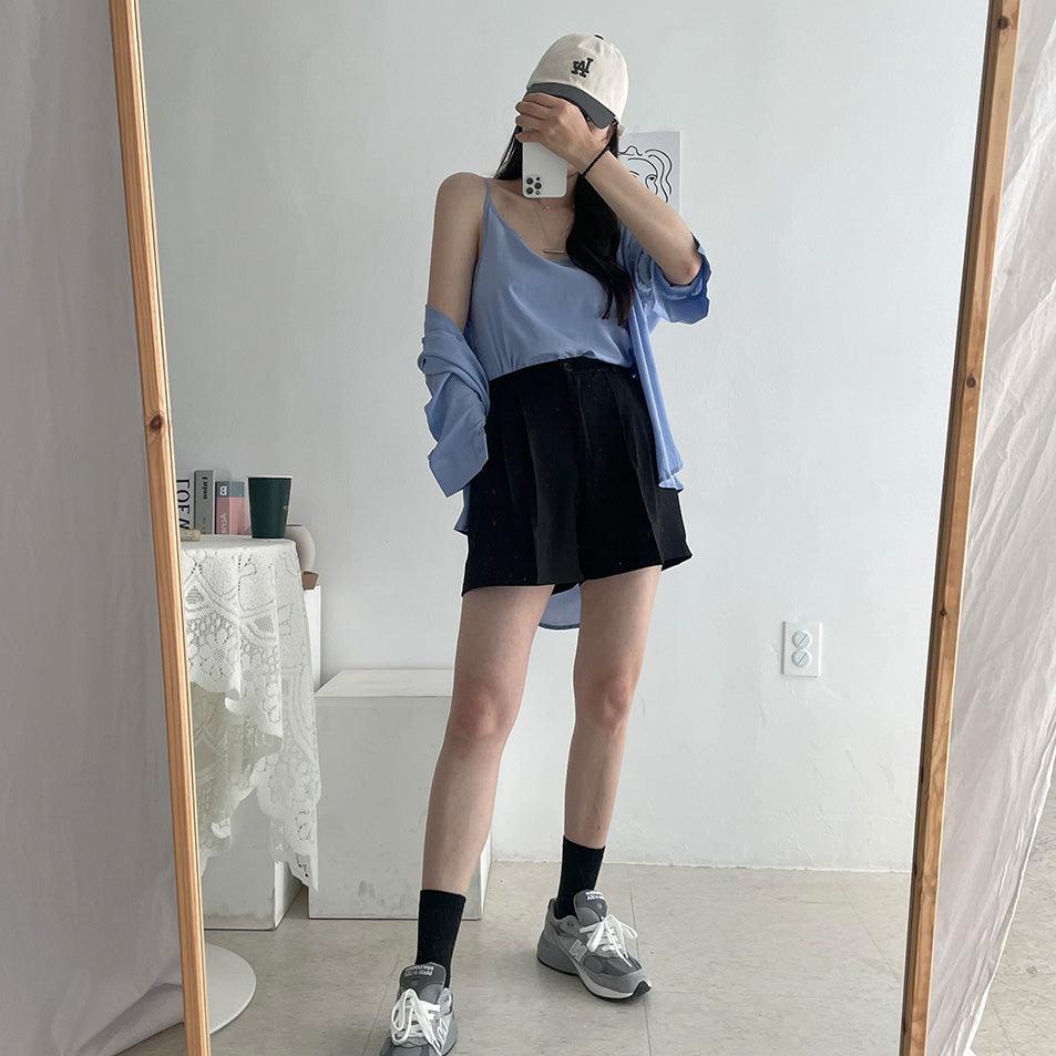 褶位後腰橡筋西裝短褲<KR> - IKIMSTORE