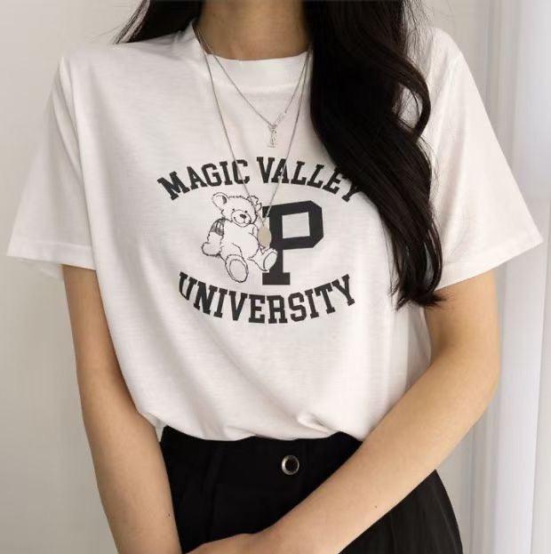 【現貨Pink】大學熊仔🐻短袖T恤<KR> - IKIMSTORE