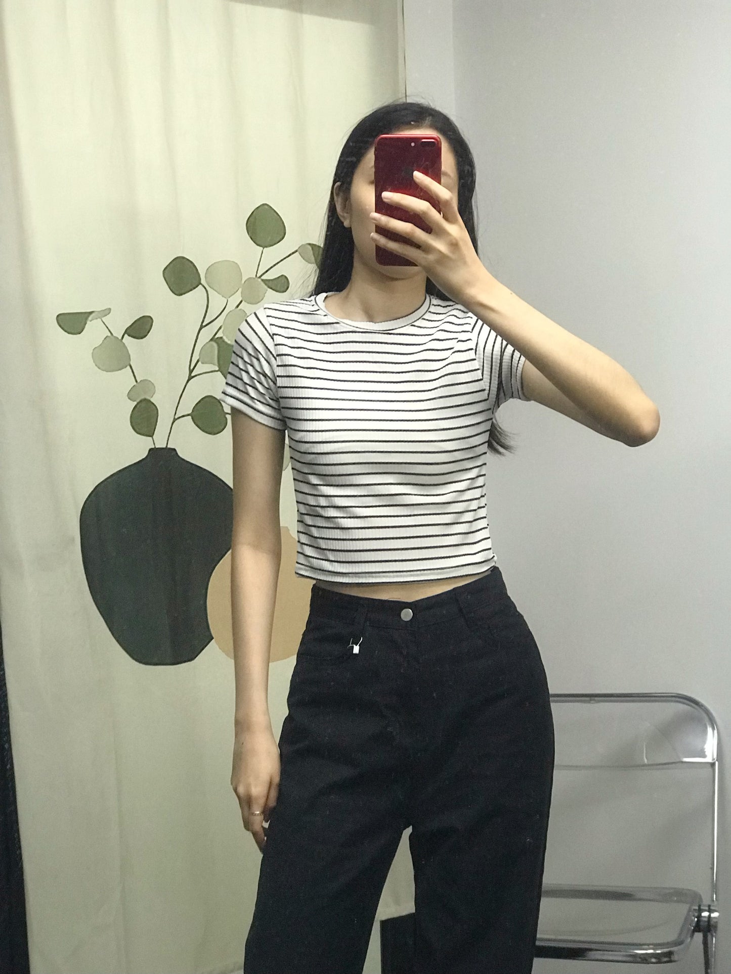 【現貨】日常單品♡ 圓領條紋短款T恤<KR> - IKIMSTORE