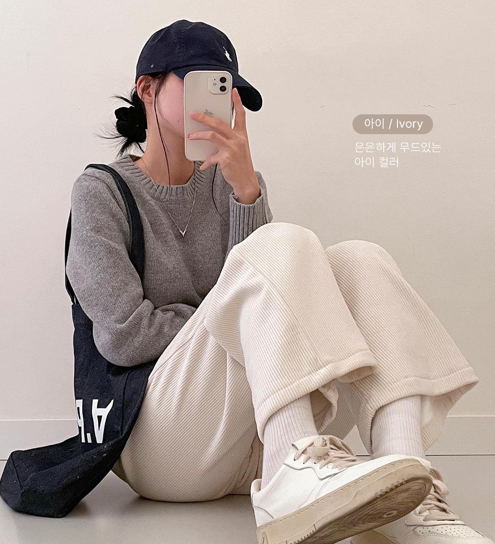 【保暖內絨】厚實直坑休閒褲(S-L可穿) - IKIMSTORE