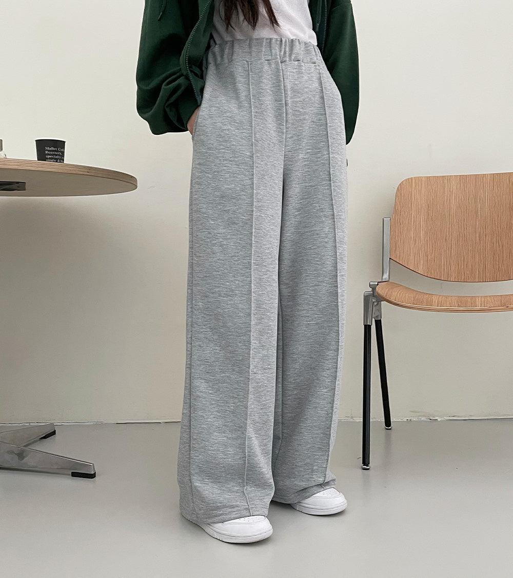 【兩種長度】鬆緊腰骨線休閒棉褲<KR> - IKIMSTORE
