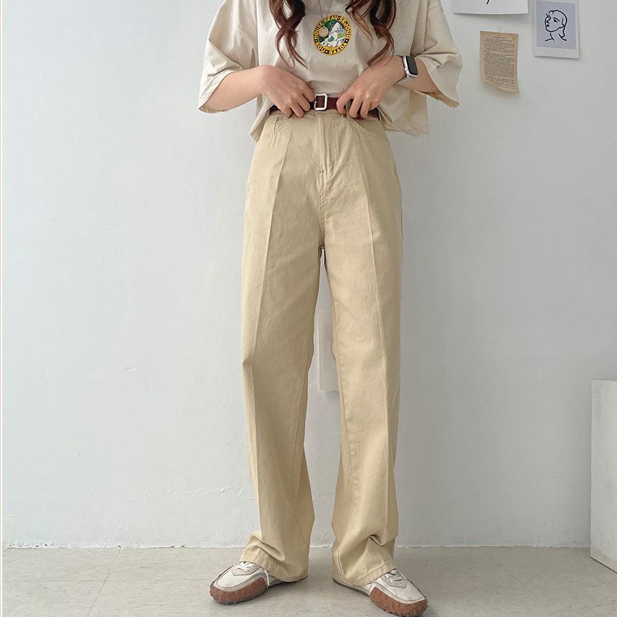 韓製高腰休閒牛仔寬褲<KR>(S-L/3color) - IKIMSTORE