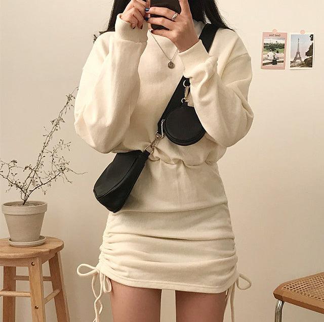 【Last現貨】衛衣收腰連身裙 <KR> - IKIMSTORE