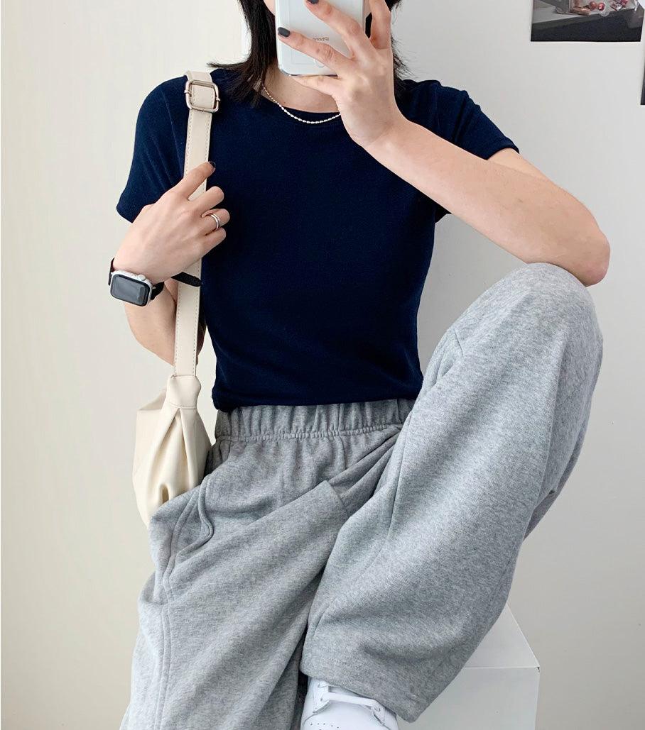 韓製日常棉質crop tee<KR> - IKIMSTORE