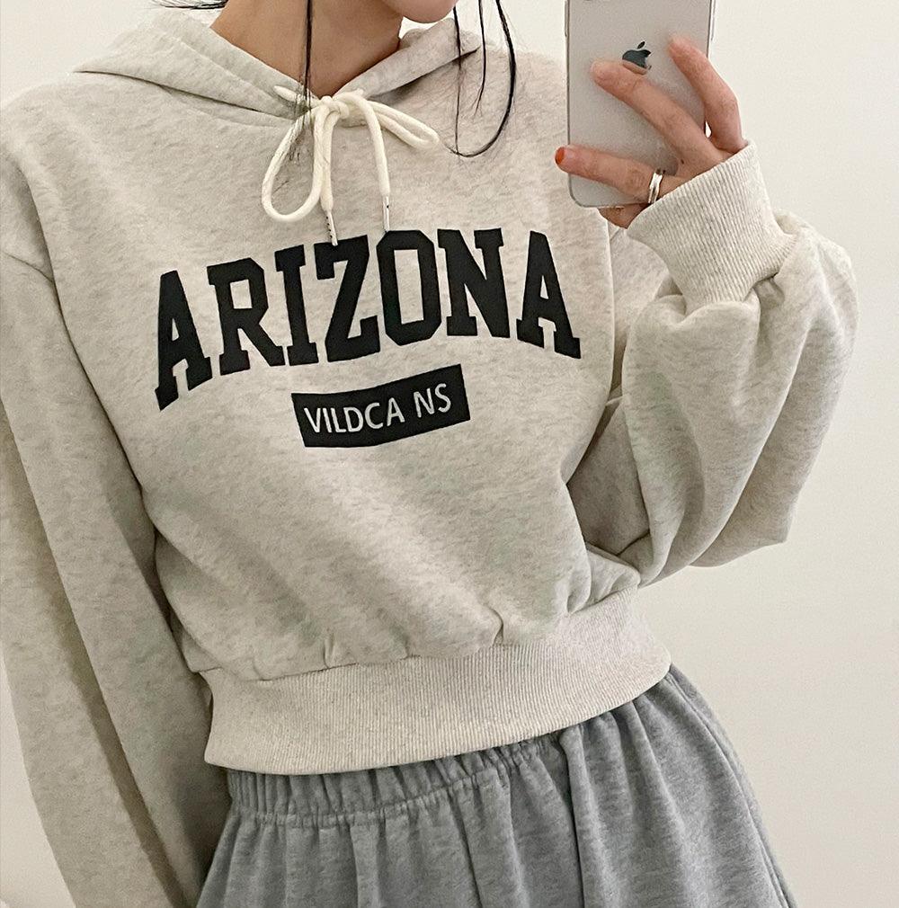 Arizona印花拉絨短款連帽衫(3color) - IKIMSTORE