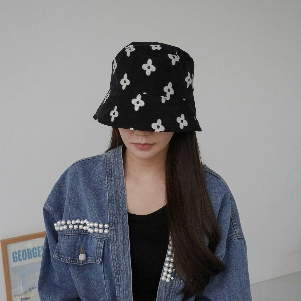 【現貨黑】🌼花花刺繡漁夫帽<KR> - IKIMSTORE