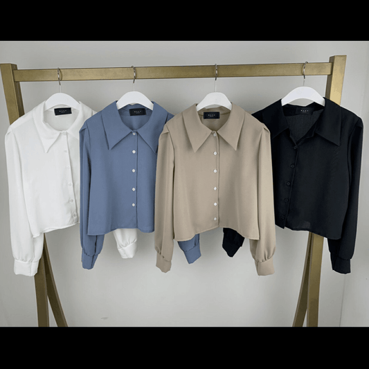 🇰🇷氣質翻領雪紡恤衫 - ikimstore