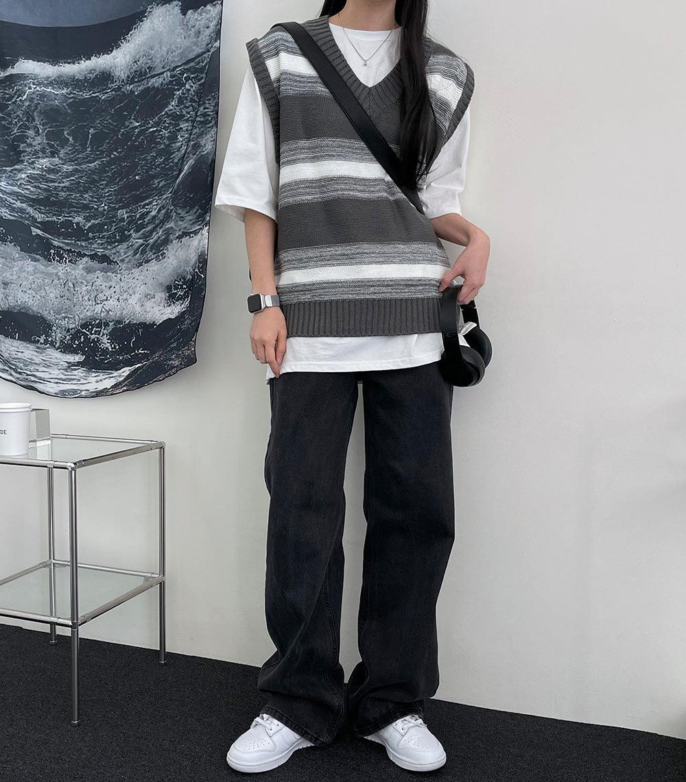 韓製獨特條紋針織背心<KR> - IKIMSTORE