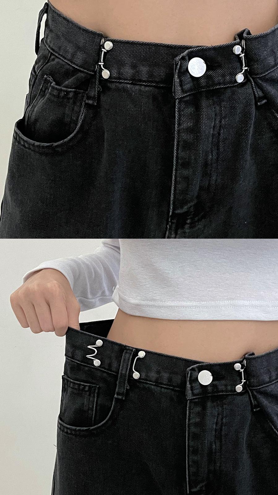 【可調節腰扣】Buckle直筒牛仔闊褲 - IKIMSTORE