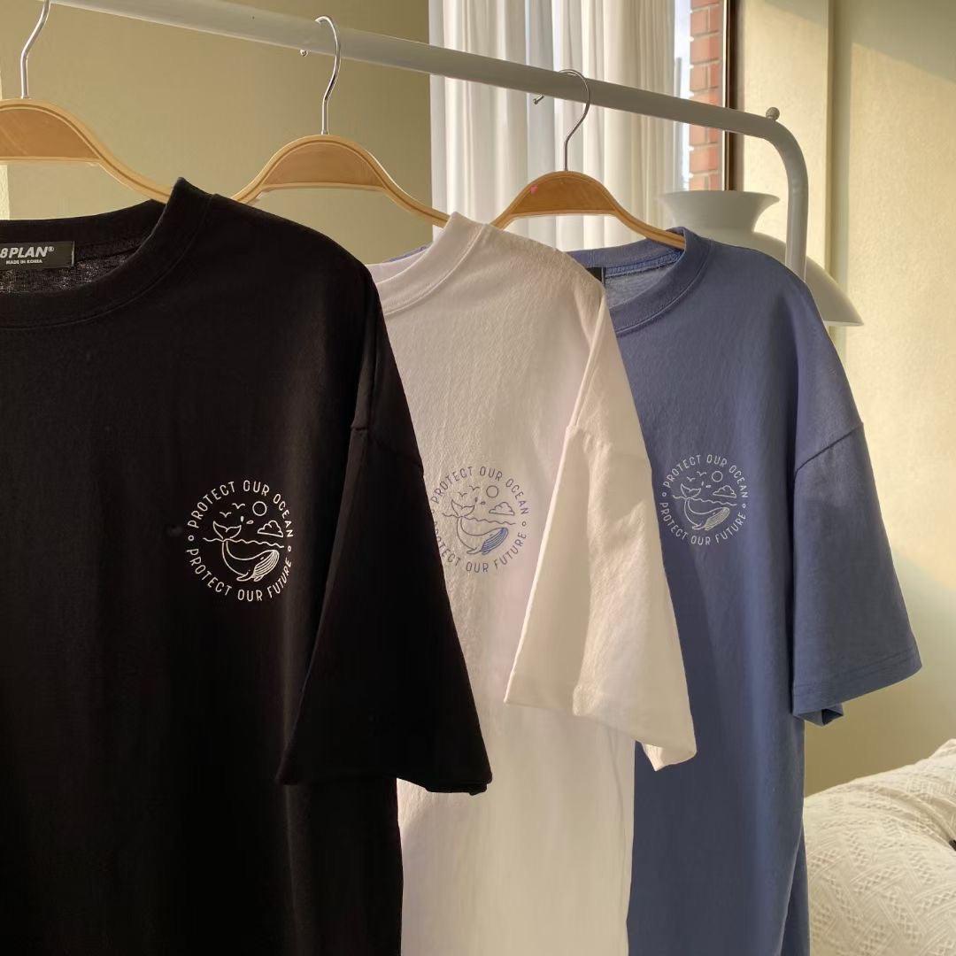 🐳鯨魚圖案短袖T恤<KR> - IKIMSTORE