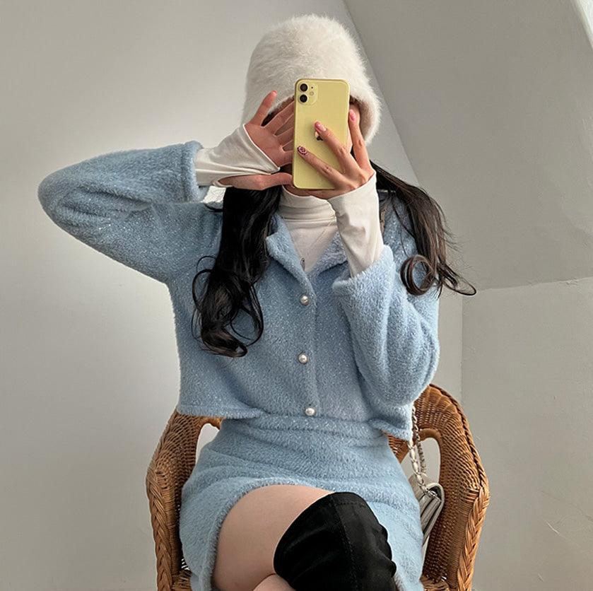 🤍冬日柔軟絨絨小香套裝<KR> - IKIMSTORE