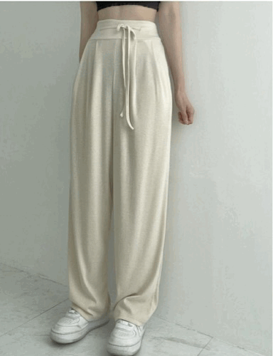 【現貨灰】舒適日常休閒綁帶褲<KR> - IKIMSTORE