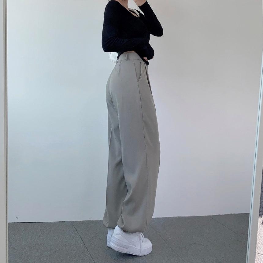(兩穿!休閒/慢跑褲)束腳抽繩休閒闊褲<KR>(S-L) - IKIMSTORE