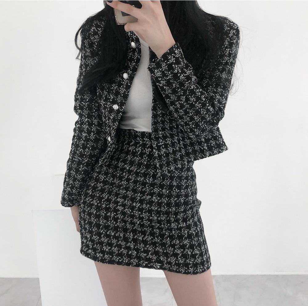 韓製氣質千鳥格紋套裝<KR> - IKIMSTORE