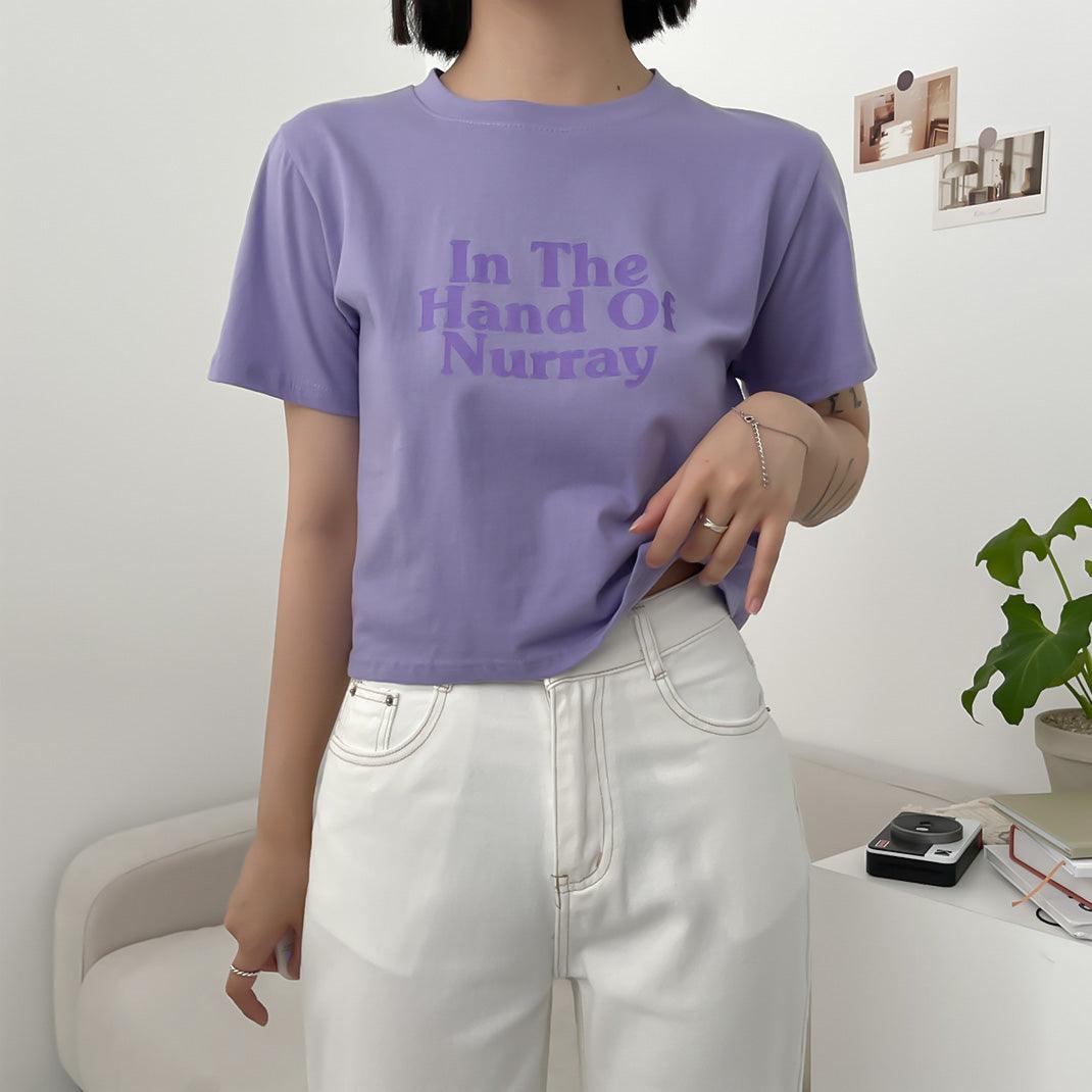 🍬【糖果色】韓製Nurray印字短款T恤<KR>(現貨purple) - IKIMSTORE