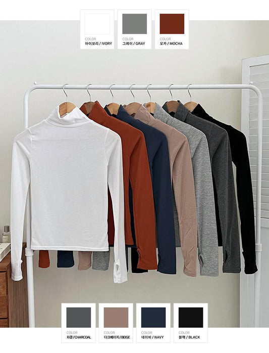 韓製冬季保暖高領T恤(7color)<KR> - IKIMSTORE
