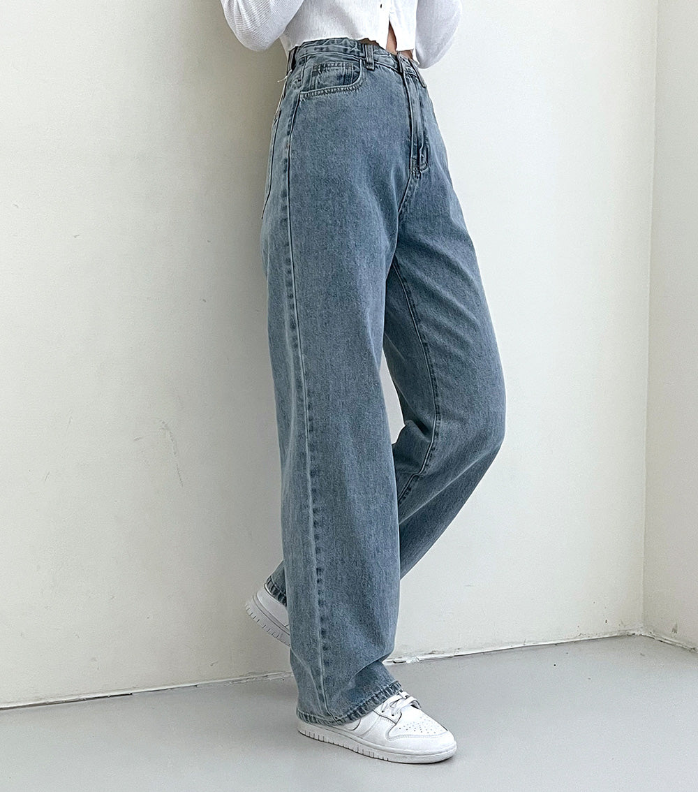 【3種長度/內橡筋】水洗闊腿牛仔褲(S-2XL)