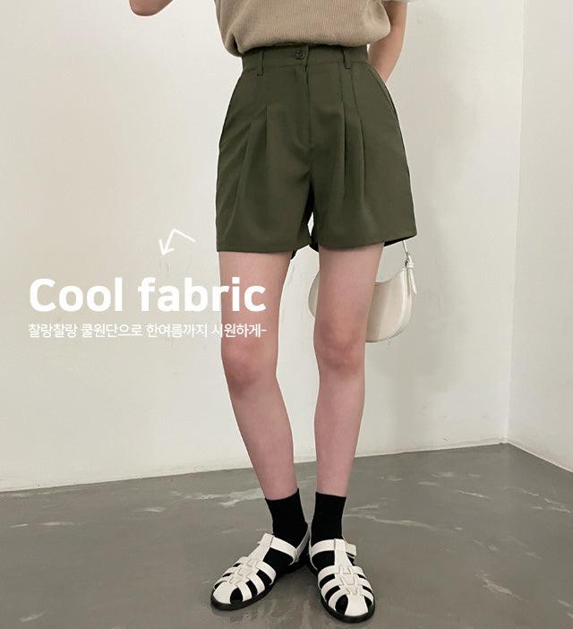 【涼感料🧊】兩針褶西裝短褲<KR> - IKIMSTORE