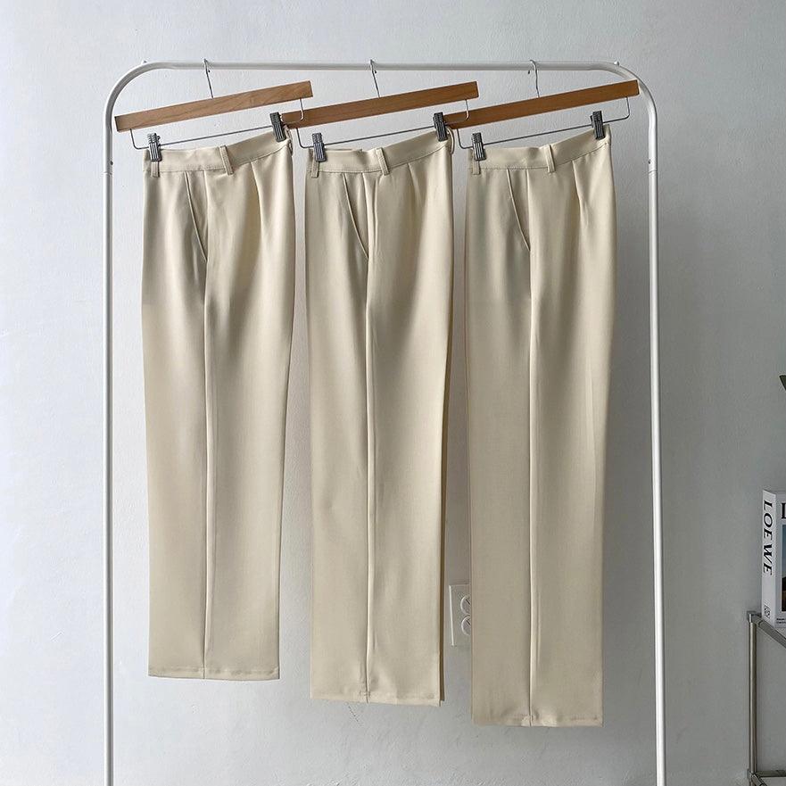 【三種長度/XS~L】韓製修身暗扣闊腿西褲<KR> - IKIMSTORE
