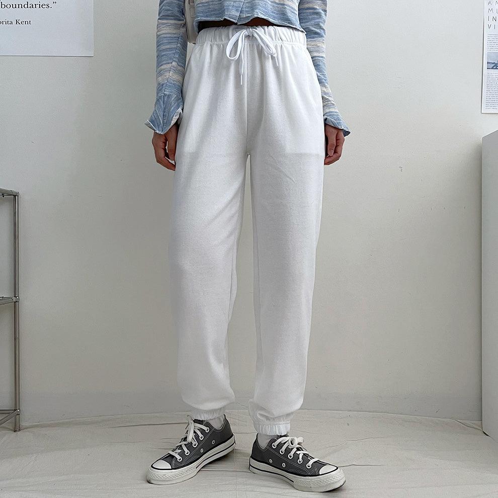 【韓製/S-5XL】高腰鬆緊腰慢跑束腳褲<KR> (14color) - IKIMSTORE