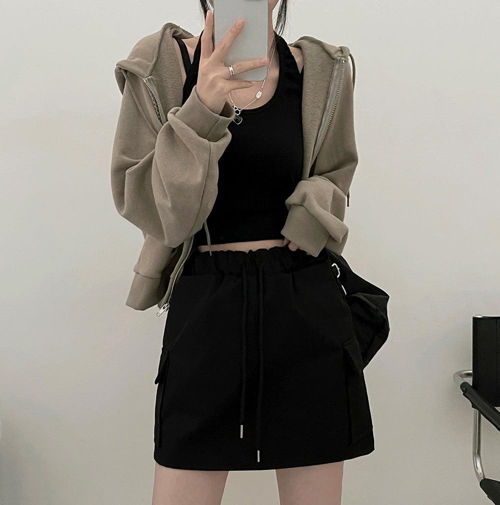 韓製棉質工裝迷你裙(3color)<KR> - IKIMSTORE