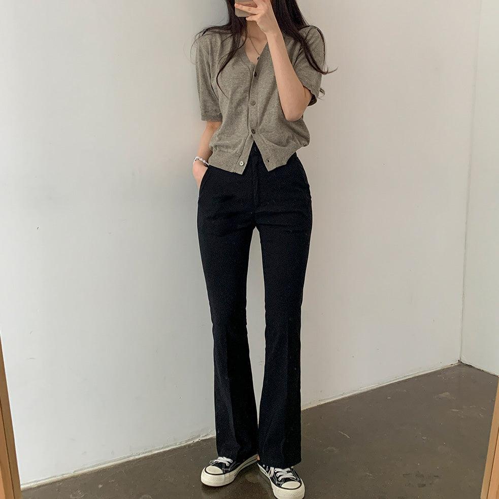 【三種長度】韓製舒適橡筋微喇褲<KR>(S~XL) - IKIMSTORE
