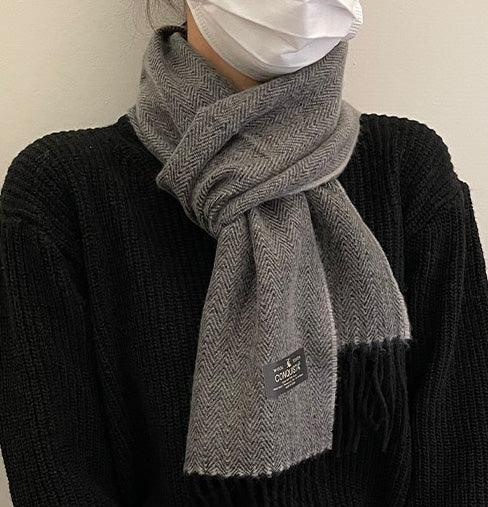 🥀【韓國製】WOOL TOUCH格紋針織流蘇頸巾(11color) - IKIMSTORE