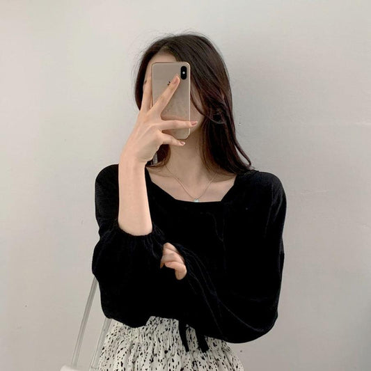 【現貨】蝴蝶結綁帶背心開衫套裝<KR> - IKIMSTORE