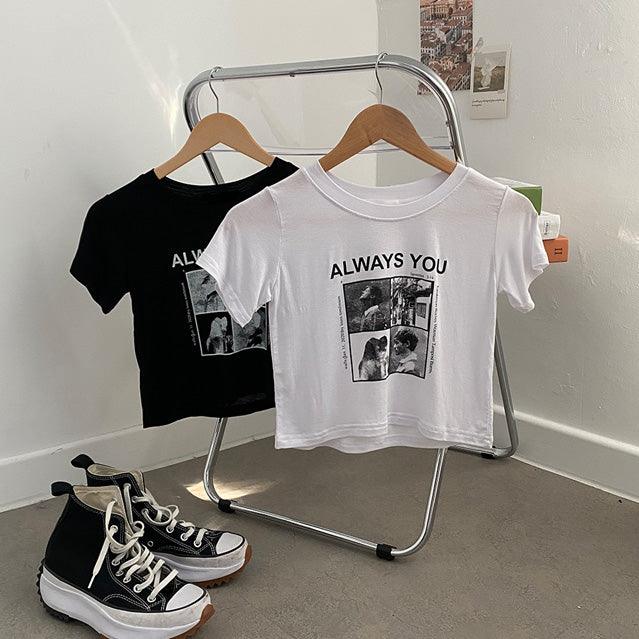 Always You黑白相Crop Tee<KR> - IKIMSTORE