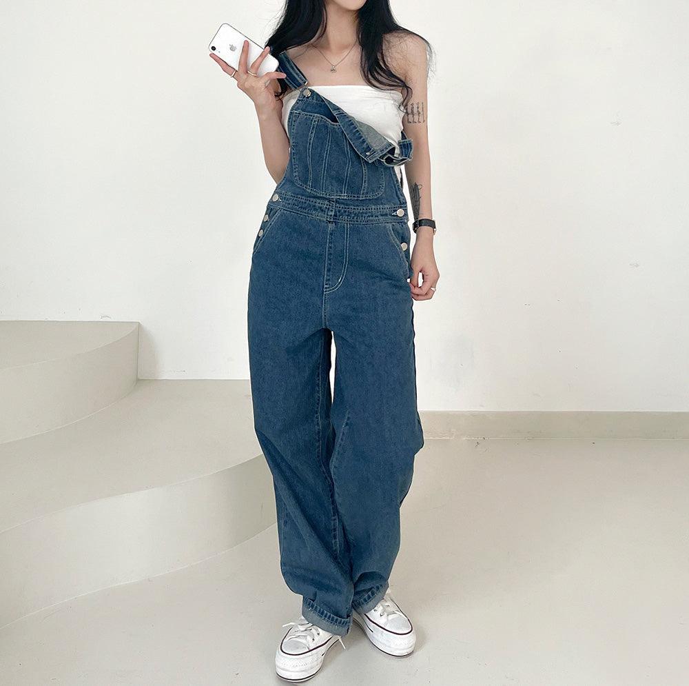 Vintage復古牛仔背帶褲(S-XL) - IKIMSTORE