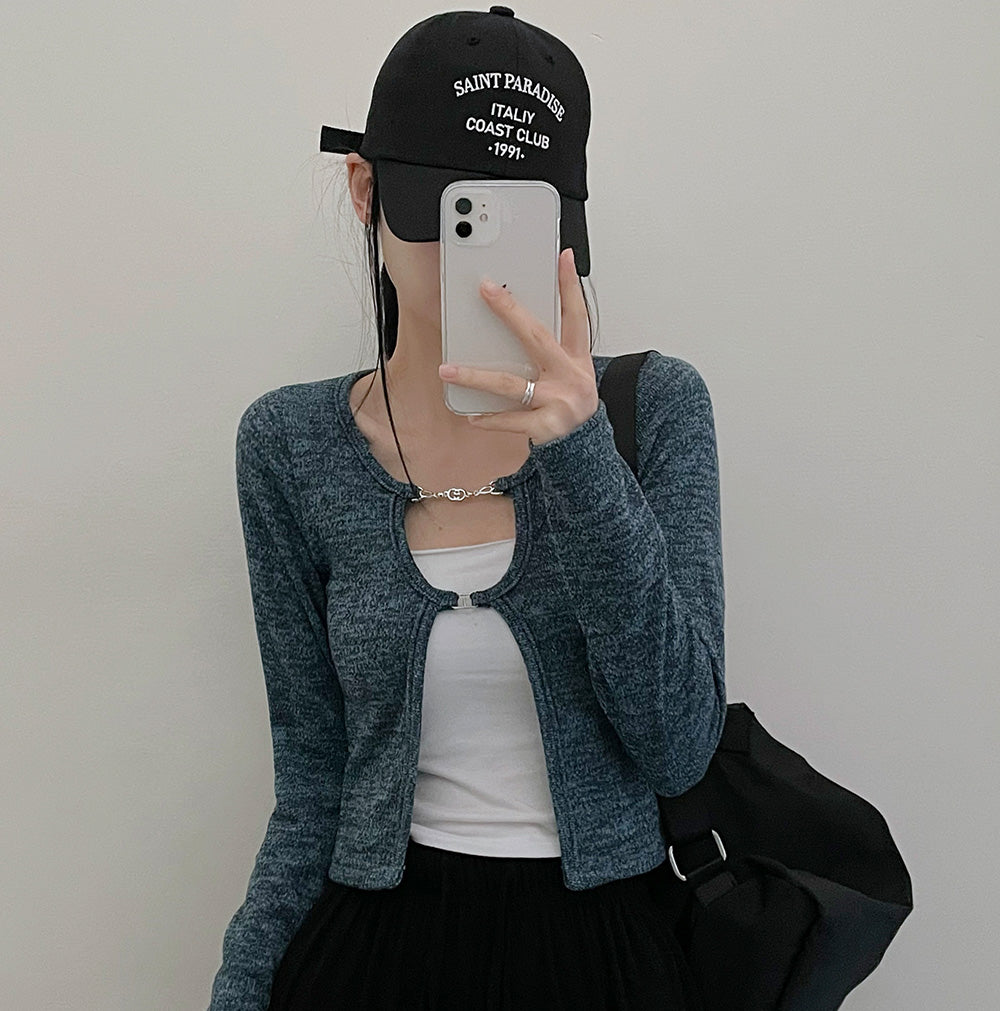 ⛓銀扣鏈短款開衫