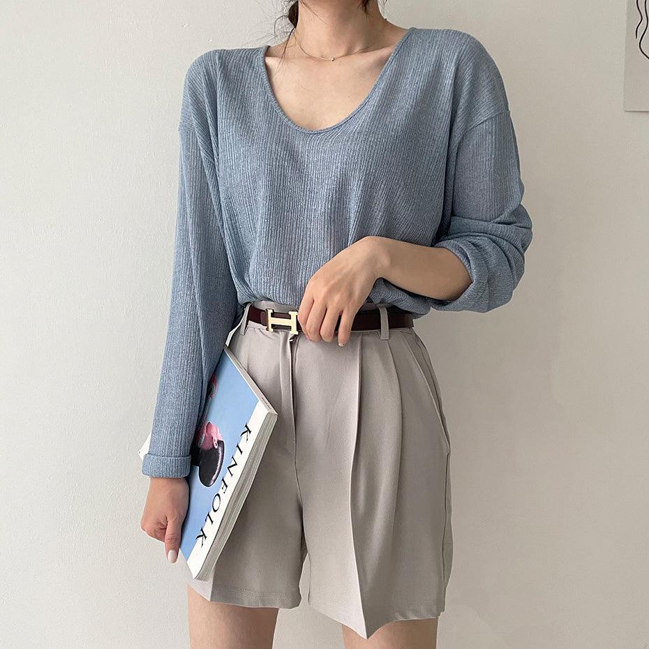 褶位後腰橡筋西裝短褲<KR> - IKIMSTORE