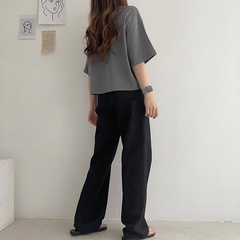 韓製高腰休閒牛仔寬褲<KR>(S-L/3color) - IKIMSTORE