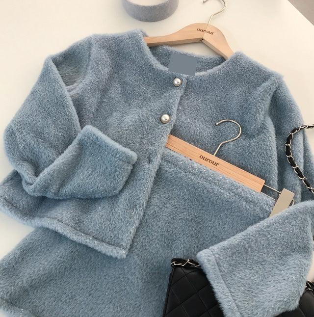 🤍冬日柔軟絨絨小香套裝<KR> - IKIMSTORE