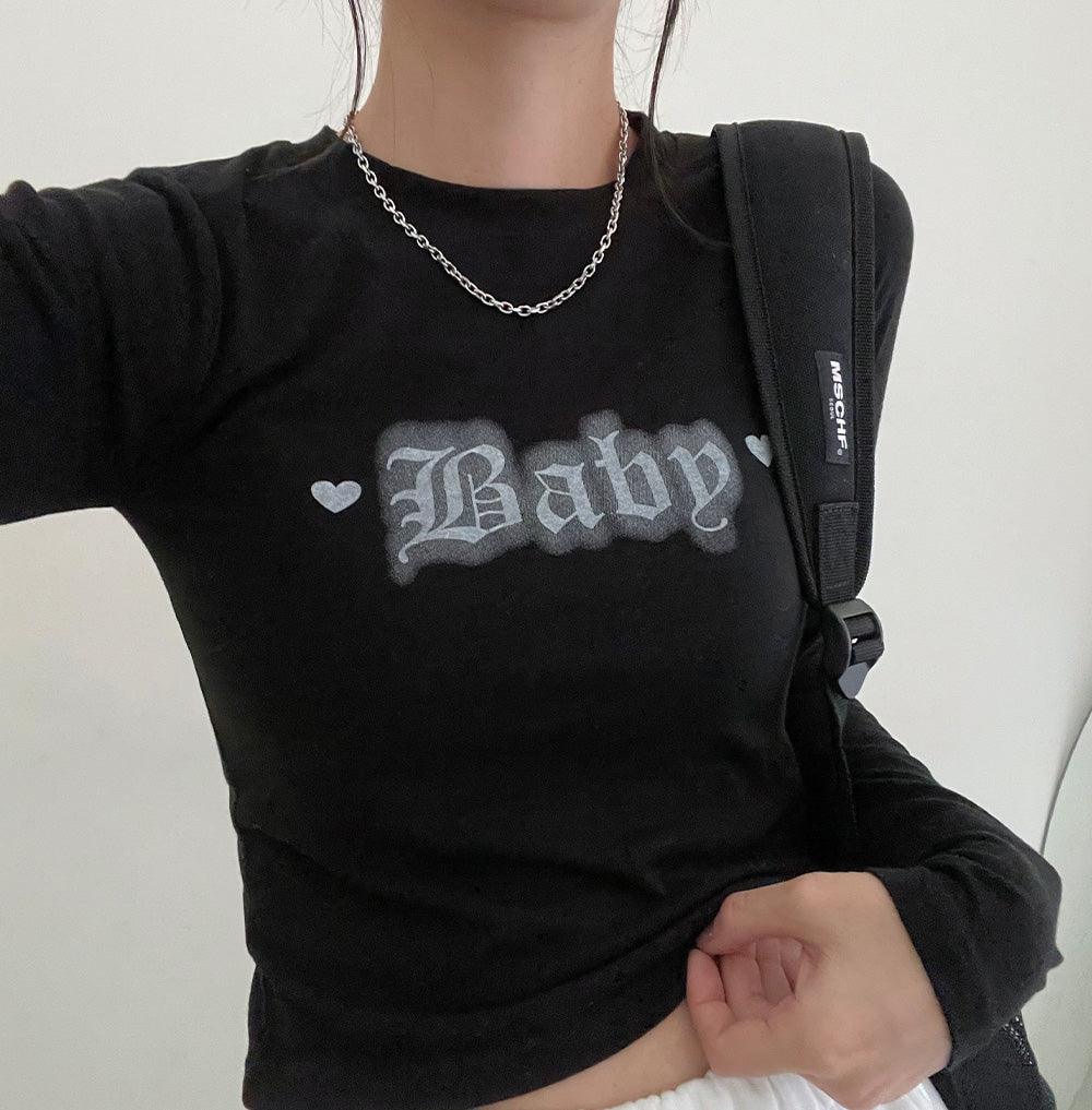 韓製Baby短款長袖T恤<KR> - IKIMSTORE