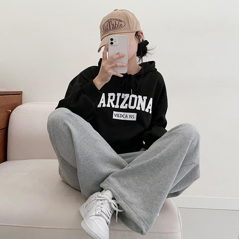 Arizona印花拉絨短款連帽衫(3color) - IKIMSTORE