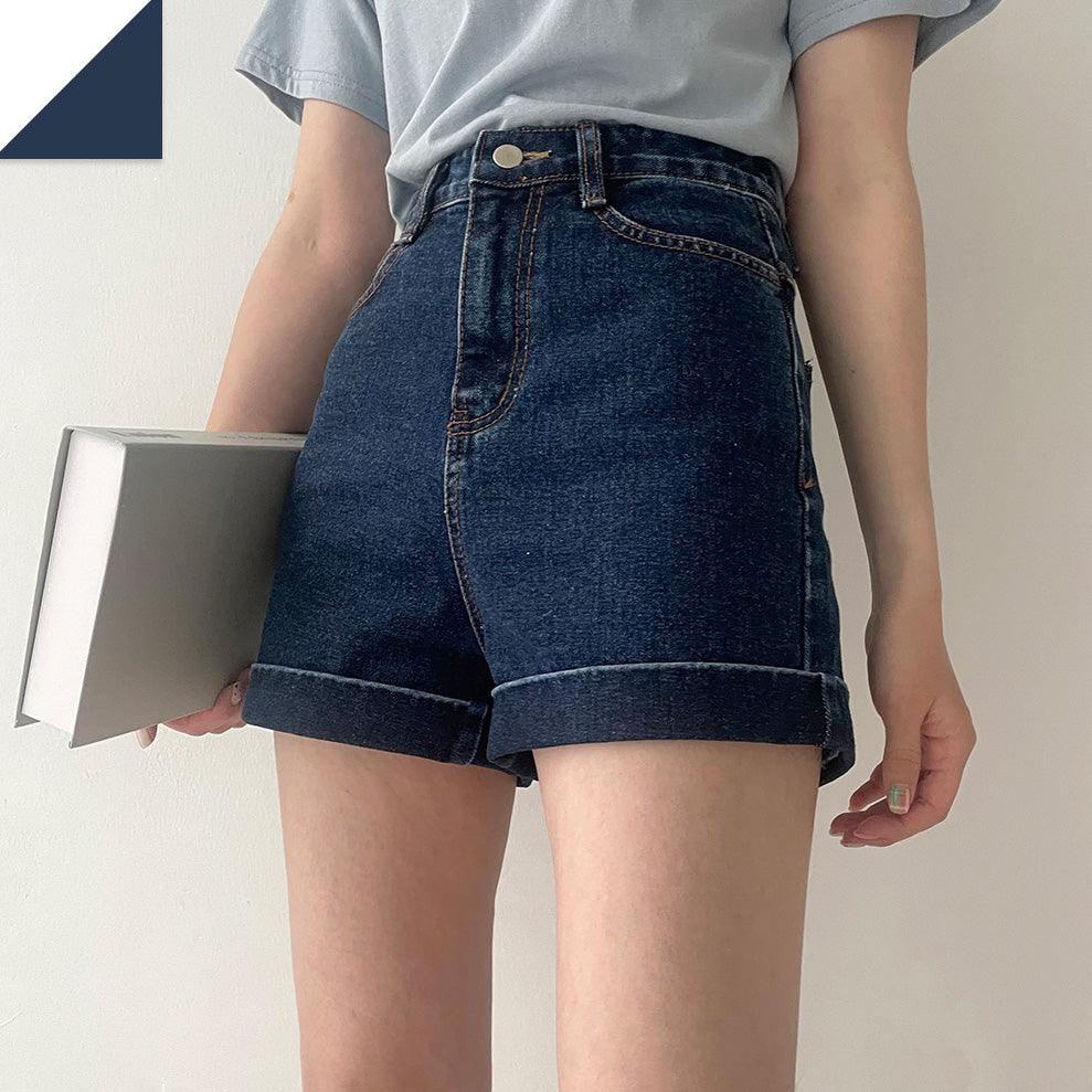 韓製卷邊牛仔短褲<KR>(S-L) - IKIMSTORE