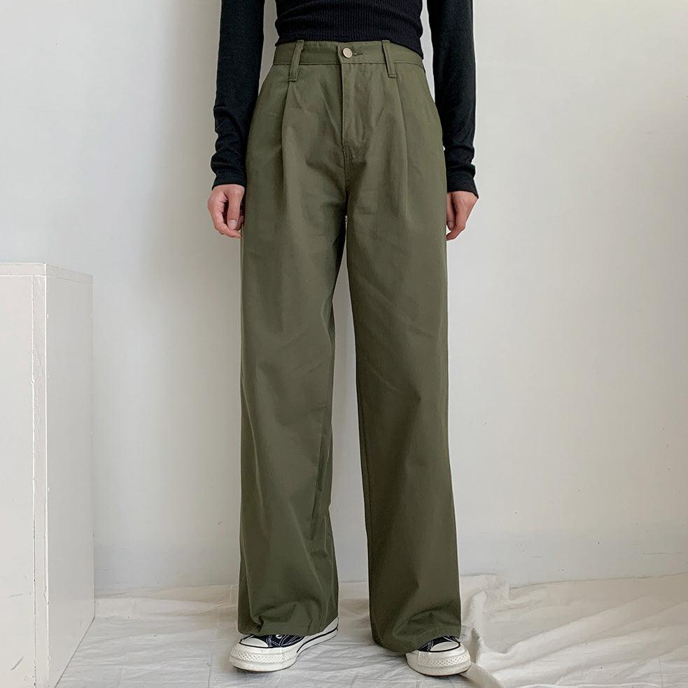 【日常單品】一針褶線牛仔闊腿褲(S-L) - IKIMSTORE