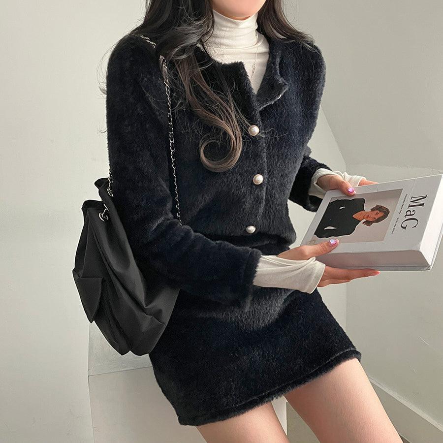 🤍冬日柔軟絨絨小香套裝<KR> - IKIMSTORE