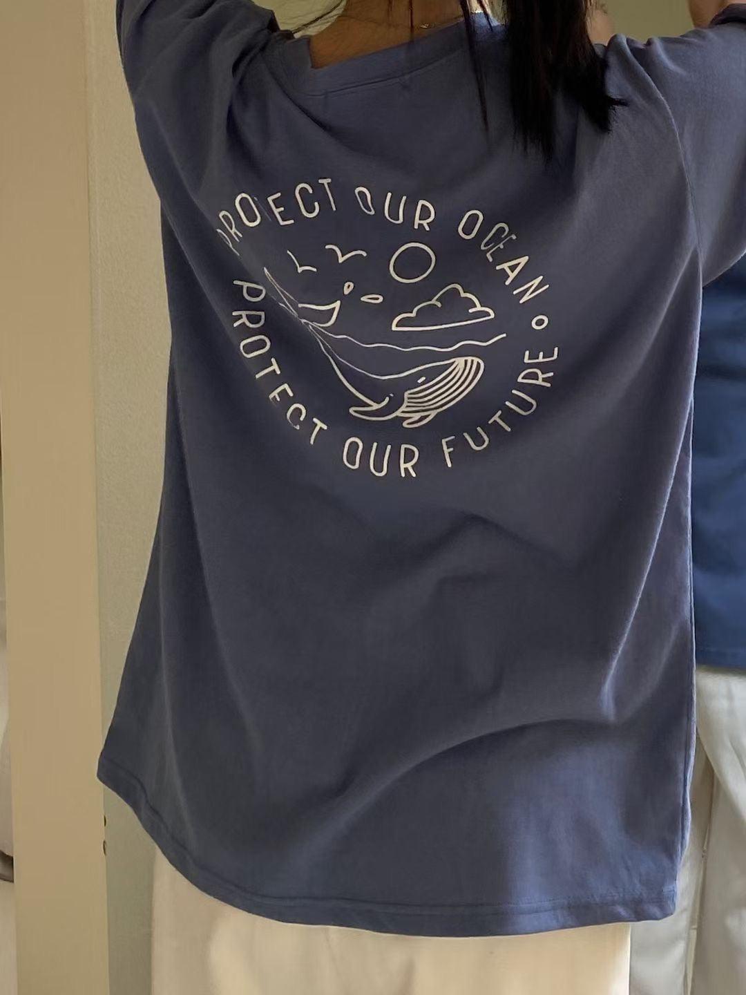 🐳鯨魚圖案短袖T恤<KR> - IKIMSTORE