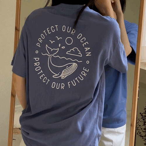 🐳鯨魚圖案短袖T恤<KR> - IKIMSTORE